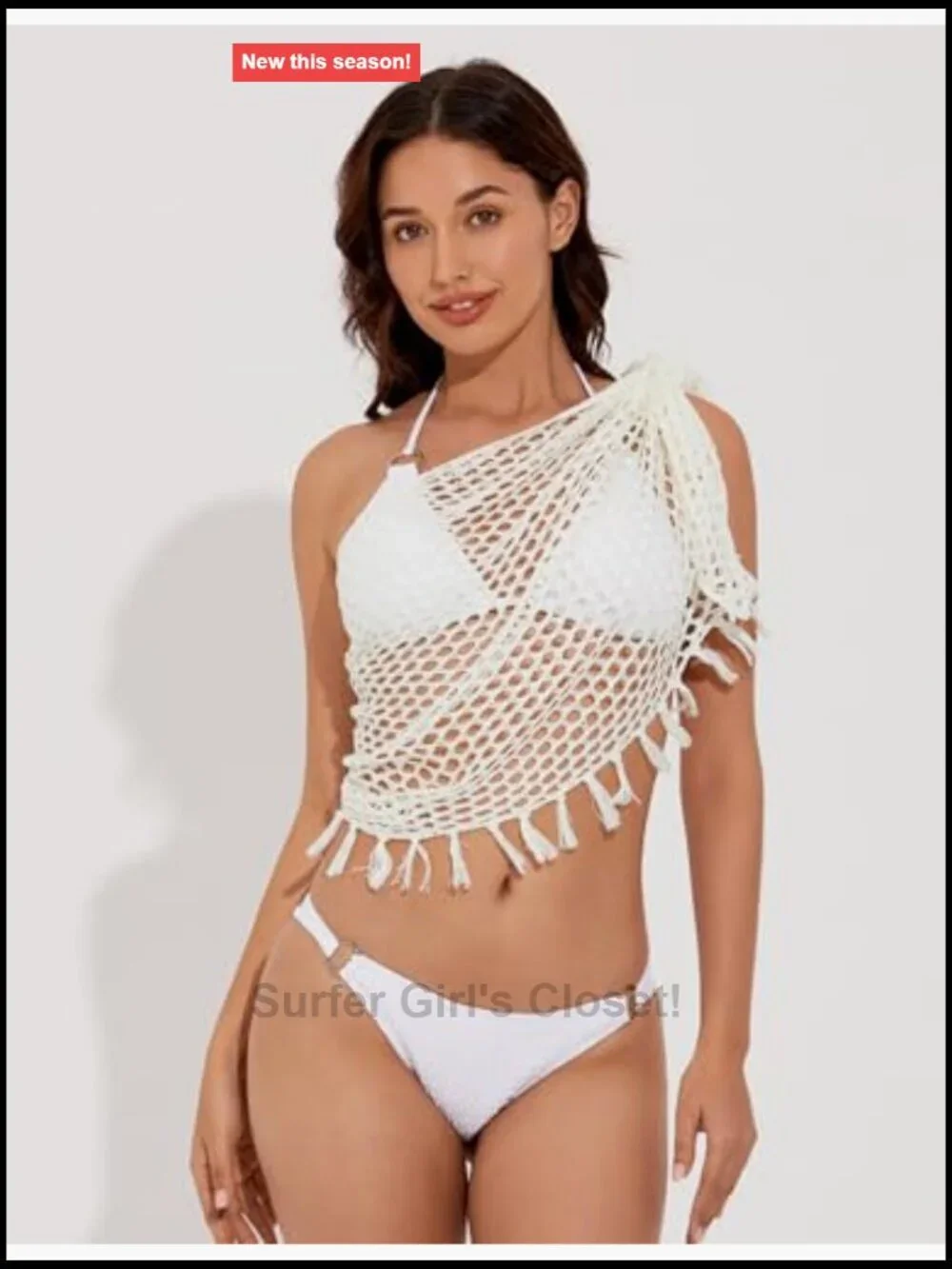 Crochet Sarong Cover Up Bathing Suit Wrap Skirt with Tassels